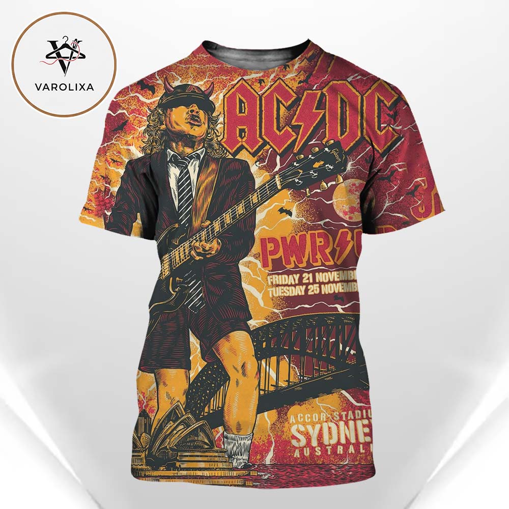 ACDC PWR UP Live Poster At Accor Stadium In Sydney Australia On November 21 And 25 2025 All Over Print Shirt ACDC PWR UP Live Poster At Accor Stadium In Sydney Australia On November 21 And 25 2025 All Over Print Shirt