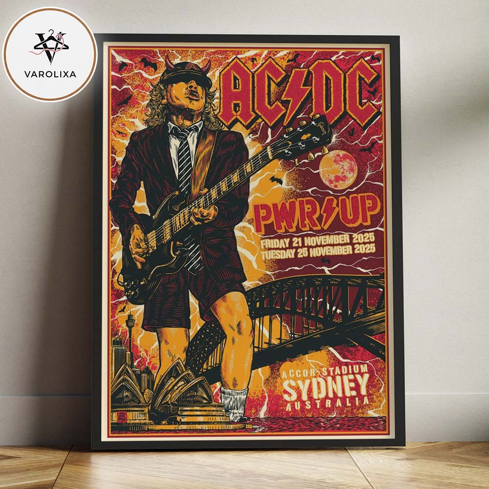 ACDC PWR UP Live Poster At Accor Stadium In Sydney Australia On November 21 And 25 2025 Home Decor Poster Canvas