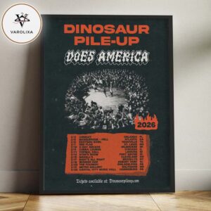 Dinosaur Pile-Up Does America 2026 Tour Poster Vintage Punk Concert Artwork Home Decor Poster Canvas
