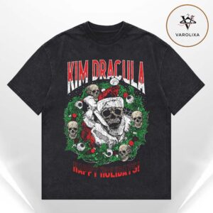 Kim Dracula Santa Wreath Unisex Washed Tee