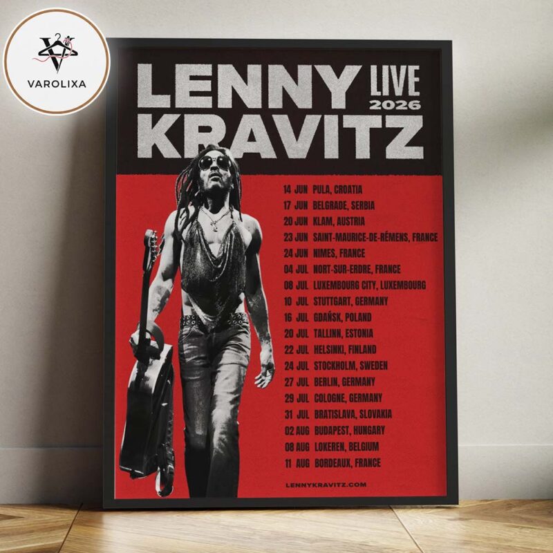 Lenny Kravitz Tour Dates Poster Live 2026 Across Europe In June To August 2026 Home Decor Poster Canvas