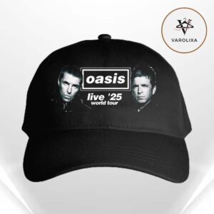 Oasis Tour Poster Across Europe USA Japan Australia On 2025 Live ’25 World Tour Black White Artwork Classic Cap Hat Snapback