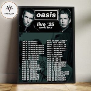 Oasis Tour Poster Across Europe USA Japan Australia On 2025 Live ’25 World Tour Black White Artwork Home Decor Poster Canvas