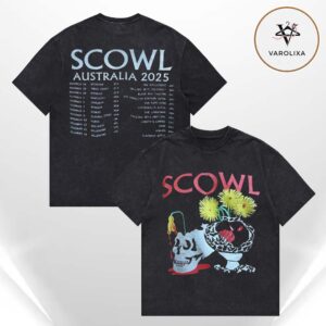 Scowl Australia 2025 Tour Merch At Rolling Sets Fest In Tweed Heads Two Sides Unisex Washed Tee