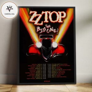 ZZ Top Tour Dates Poster The Big One Tour Across Europe In June To July 2026 Classic Hot Rod Artwork Home Decor Poster Canvas