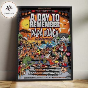 A Day To Remember Papa Roach Big Rock Tour 2026 Poster At Multiple Venues Across Australia And New Zealand Home Decor Poster Canvas