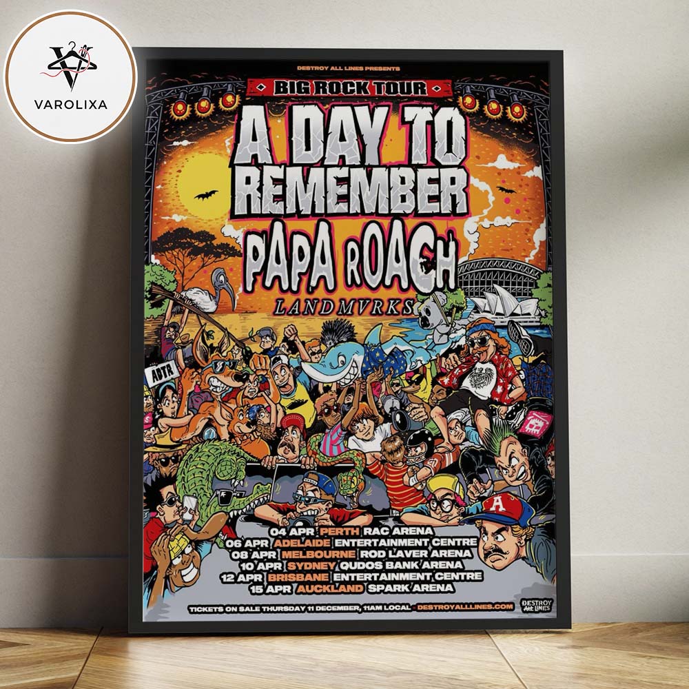 A Day To Remember Papa Roach Big Rock Tour 2026 Poster At Multiple Venues Across Australia And New Zealand Home Decor Poster Canvas A Day To Remember Papa Roach Big Rock Tour 2026 Poster At Multiple Venues Across Australia And New Zealand Home Decor Poster Canvas