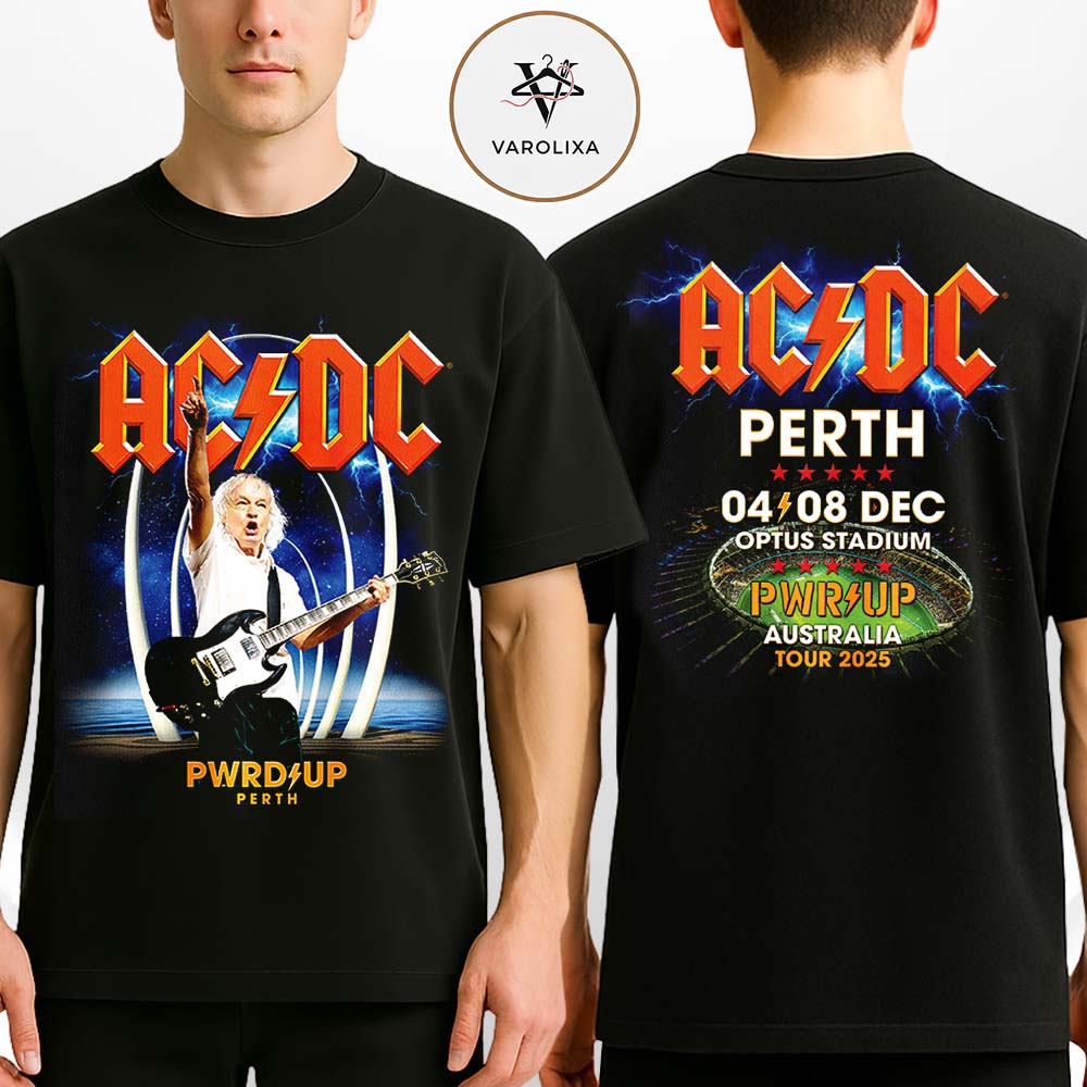 ACDC Perth Merch Tee At Optus Stadium In Perth On 4 And 8 December 2025 Perth PWR UP Tour Two Sides Unisex T-Shirt ACDC Perth Merch Tee At Optus Stadium In Perth On 4 And 8 December 2025 Perth PWR UP Tour Two Sides Unisex T-Shirt