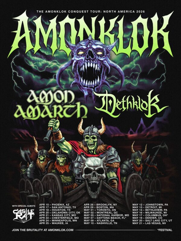 Amonklok Conquest Tour North America 2026 With Amon Amarth and Dethklok Plus Special Guest Castle Rat Heavy Metal Tour Dates