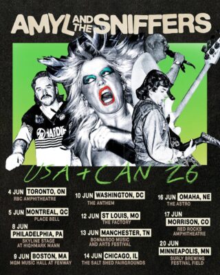 Amyl And The Sniffers USA And Canada Tour 2026 Poster Green Retro Punk Artwork 1