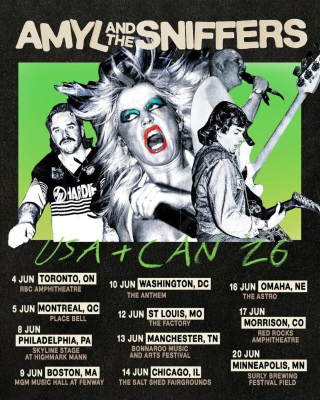 Amyl And The Sniffers USA And Canada Tour 2026 Poster Green Retro Punk Artwork 1