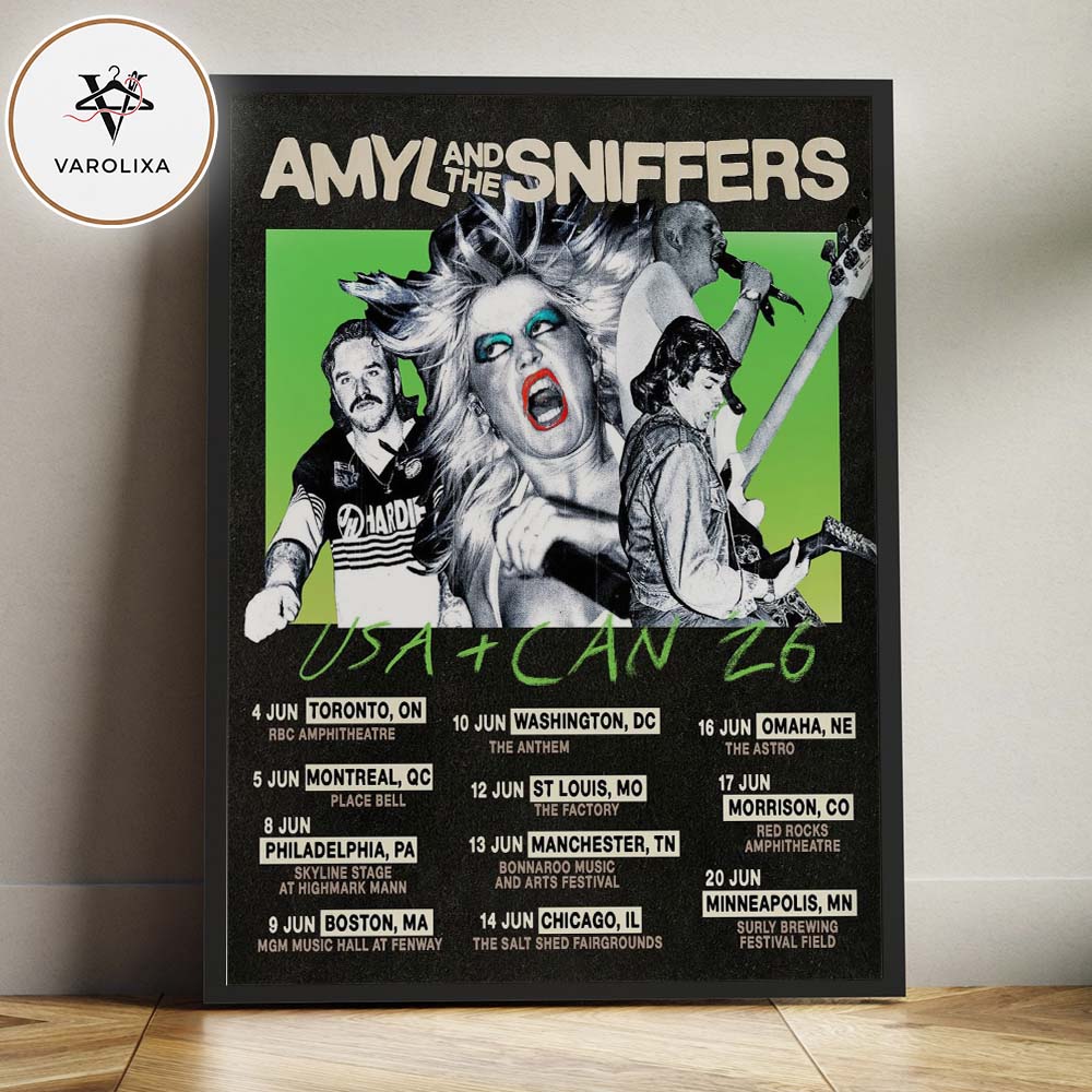 Amyl And The Sniffers USA And Canada Tour 2026 Poster Green Retro Punk Artwork Home Decor Poster Canvas Amyl And The Sniffers USA And Canada Tour 2026 Poster Green Retro Punk Artwork Home Decor Poster Canvas