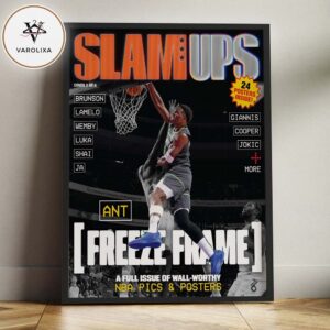 Anthony Edwards Minnesota Timberwolves Freeze Frame NBA Dunk Magazine Style 2026 Home Decor Poster Canvas