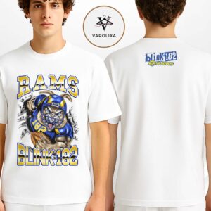 Blink 182 x Los Angeles Rams NFL Touchdown White Two Sides Unisex T-Shirt