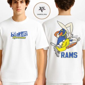 Blink 182 x Los Angeles Rams Wide Receiver White 2025 NFL Two Sides Unisex T-Shirt