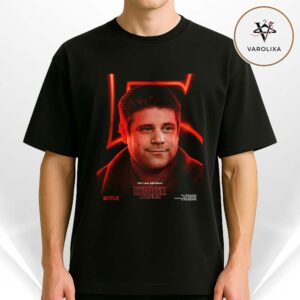 Bob Newby Sean Astin Stranger Things Character Poster Red Neon Tribute Volume 5 Unisex T-Shirt