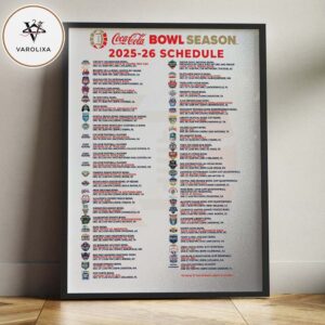 Bowl Season 2025–26 Complete Schedule Poster NCAA College Football Bowl Game Chart Wall Art Home Decor Poster Canvas
