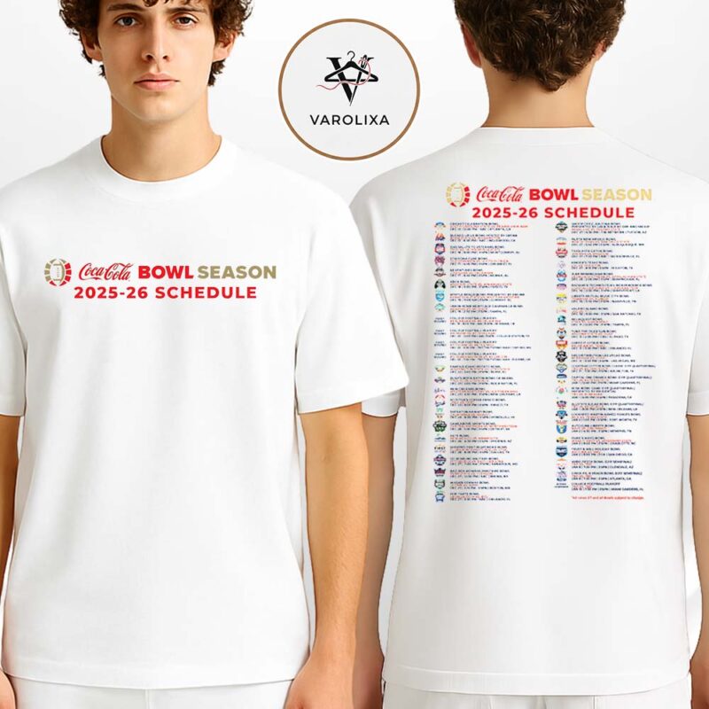Bowl Season 2025–26 Complete Schedule Poster NCAA College Football Bowl Game Two Sides Unisex T Shirt