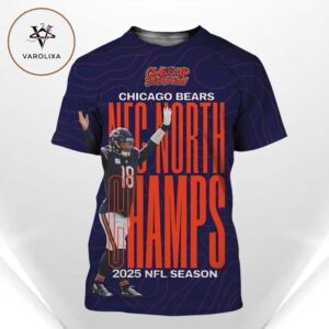 Caleb Williams Chicago Bears NFC North Champions NFL 2025 Vertical Power All Over Print Shirt