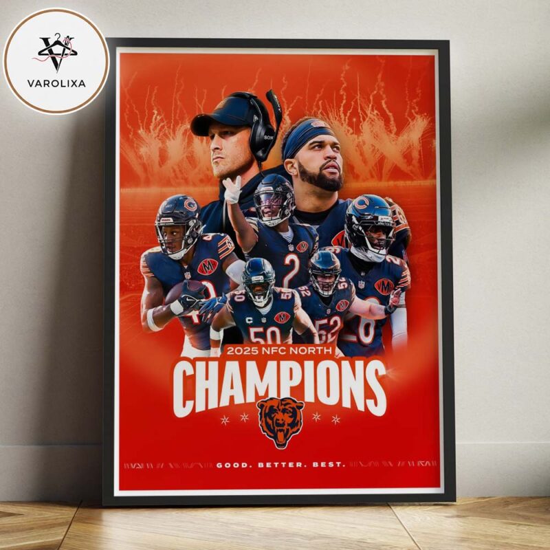 Chicago Bears Team Ensemble NFC North Champions NFL 2025 Victory Home Decor Poster Canvas