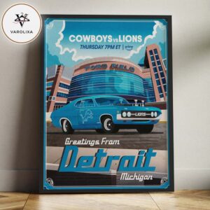 Dallas Cowboys vs Detroit Lions Thursday Night Football At Ford Field Detroit Michigan NFL Matchup 2026 Home Decor Poster Canvas