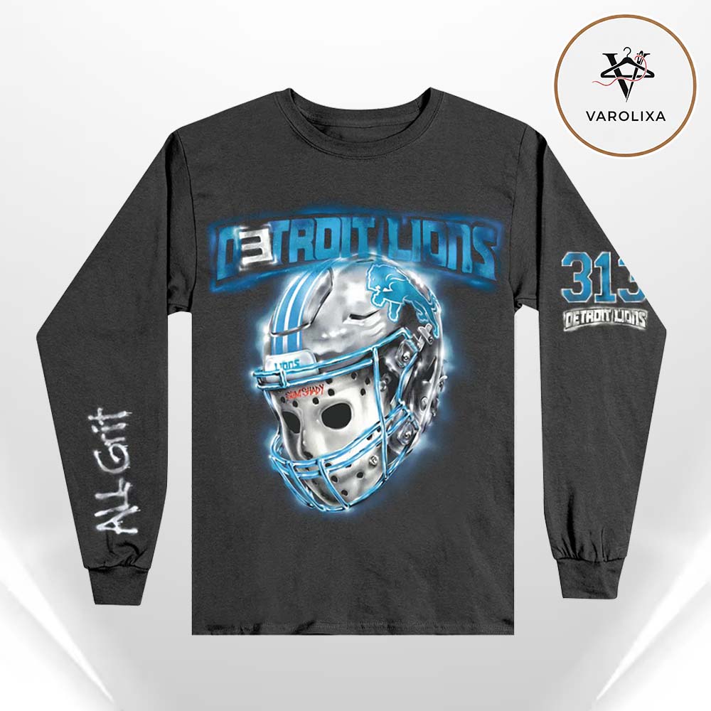 Eminem x Detroit Lions All Grit Longsleeve Two Sides Unisex Long Sleeve Eminem x Detroit Lions All Grit Longsleeve Two Sides Unisex Long Sleeve