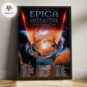 Epica Amaranthe Arcane Dimensions Tour 2025 Dates Poster Across Europe Cosmic Sci Fi Artwork Home Decor Poster Canvas