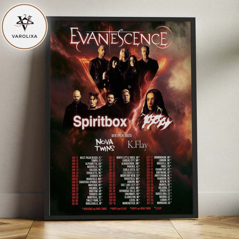Evanescence Spiritbox Poppy K.Flay US And Europe Tour 2025 Home Decor Poster Canvas