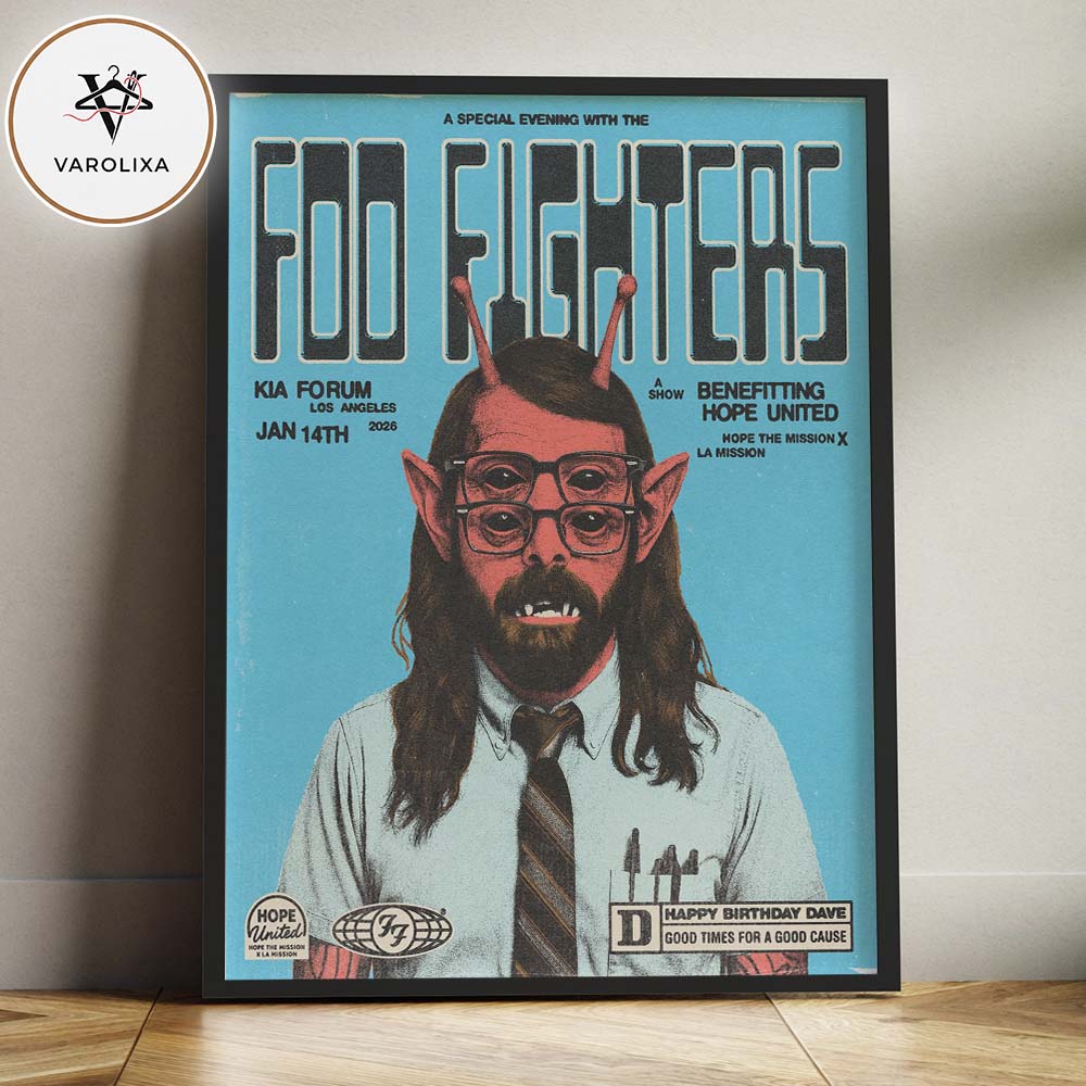 Foo Fighters Special Evening Benefitting Hope United At Kia Forum Los Angeles January 14 2026 Home Decor Poster Canvas Foo Fighters Special Evening Benefitting Hope United At Kia Forum Los Angeles January 14 2026 Home Decor Poster Canvas