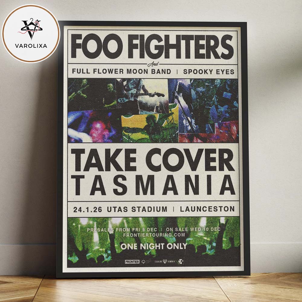Foo Fighters Take Cover Tasmania Live At UTAS Stadium Launceston January 24 2026 One Night Only Concert Home Decor Poster Canvas Foo Fighters Take Cover Tasmania Live At UTAS Stadium Launceston January 24 2026 One Night Only Concert Home Decor Poster Canvas