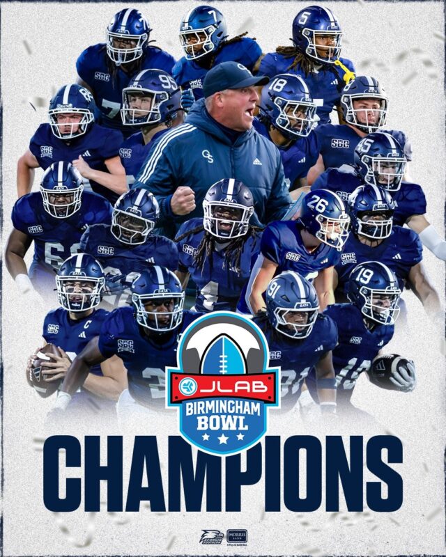Georgia Southern Eagles Birmingham Bowl Champions NCAA College Football 2025 Team Ensemble Victory