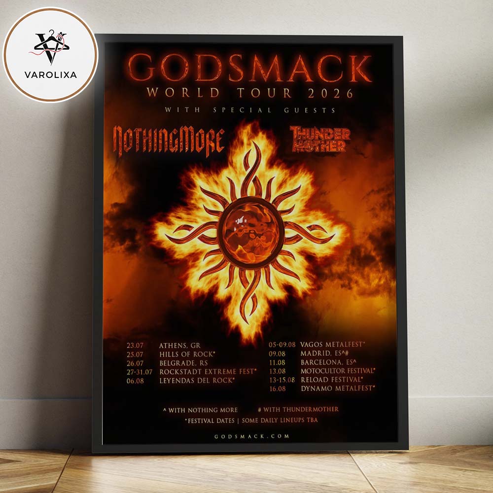Godsmack World Tour 2026 Poster With Nothing More And Thundermother Across Europe Festival Dates Home Decor Poster Canvas Godsmack World Tour 2026 Poster With Nothing More And Thundermother Across Europe Festival Dates Home Decor Poster Canvas