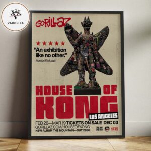 Gorillaz House Of Kong Exhibition Poster At Los Angeles February To March 2026 Home Decor Poster Canvas