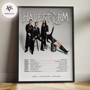 Halestorm Tour Dates Poster World Tour In North America And Europe 2025 2026 Home Decor Poster Canvas