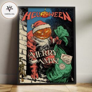 Helloween Merry Xmas Pumpkin Santa Vintage Heavy Metal Band Art Home Decor Poster Canvas