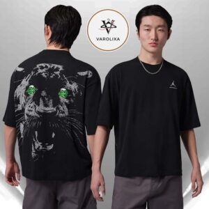 Jordan Black Cat Two Sided Graphic T Shirt 2025 Oversized Streetwear Design