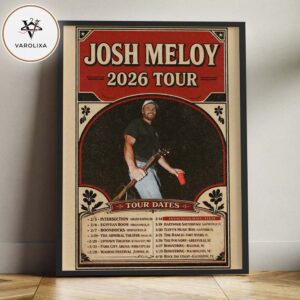 Josh Meloy 2026 Tour Dates Poster At US Venues Country Folk Singer Songwriter Home Decor Poster Canvas