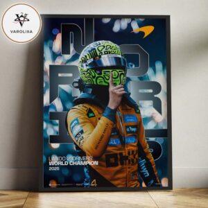 Lando Norris Scuderia Ferrari Drivers World Champion 2025 McLaren Helmet Silence Pose Racing Art Home Decor Poster Canvas