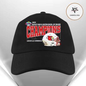 Louisville Cardinals Football 2025 Boca Raton Bowl Champions Helmet Flagler Credit Union Stadium Classic Cap Hat Snapback