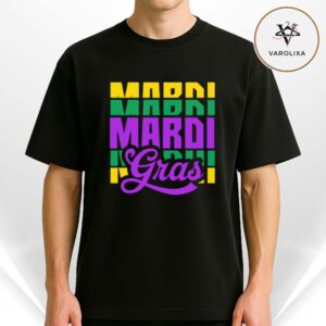 Mardi Gras 2025 Color Block Typography Unisex T Shirt Carnival Festival Streetwear