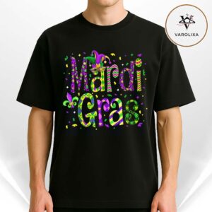 Mardi Gras 2026 Colorful Typography Unisex T Shirt New Orleans Carnival Festival Outfit