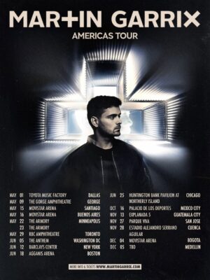 Martin Garrix Americas Tour 2025 Dates And Locations Poster At Multiple Cities Across North And South America Neon Stage Artwork