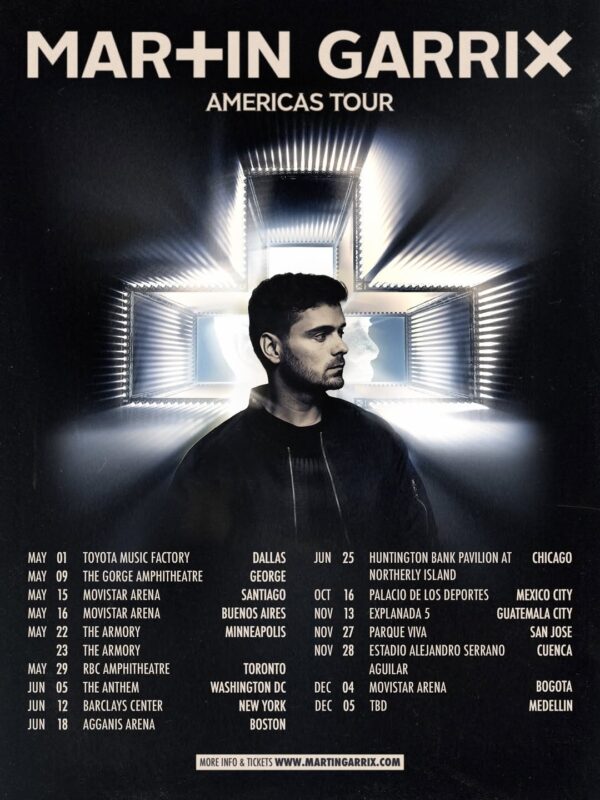Martin Garrix Americas Tour 2025 Dates And Locations Poster At Multiple Cities Across North And South America Neon Stage Artwork
