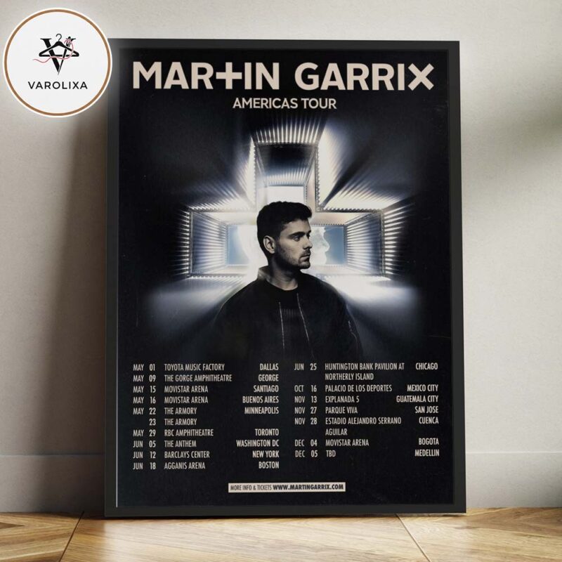 Martin Garrix Americas Tour 2025 Dates And Locations Poster At Multiple Cities Across North And South America Neon Stage Artwork Home Decor Poster Canvas