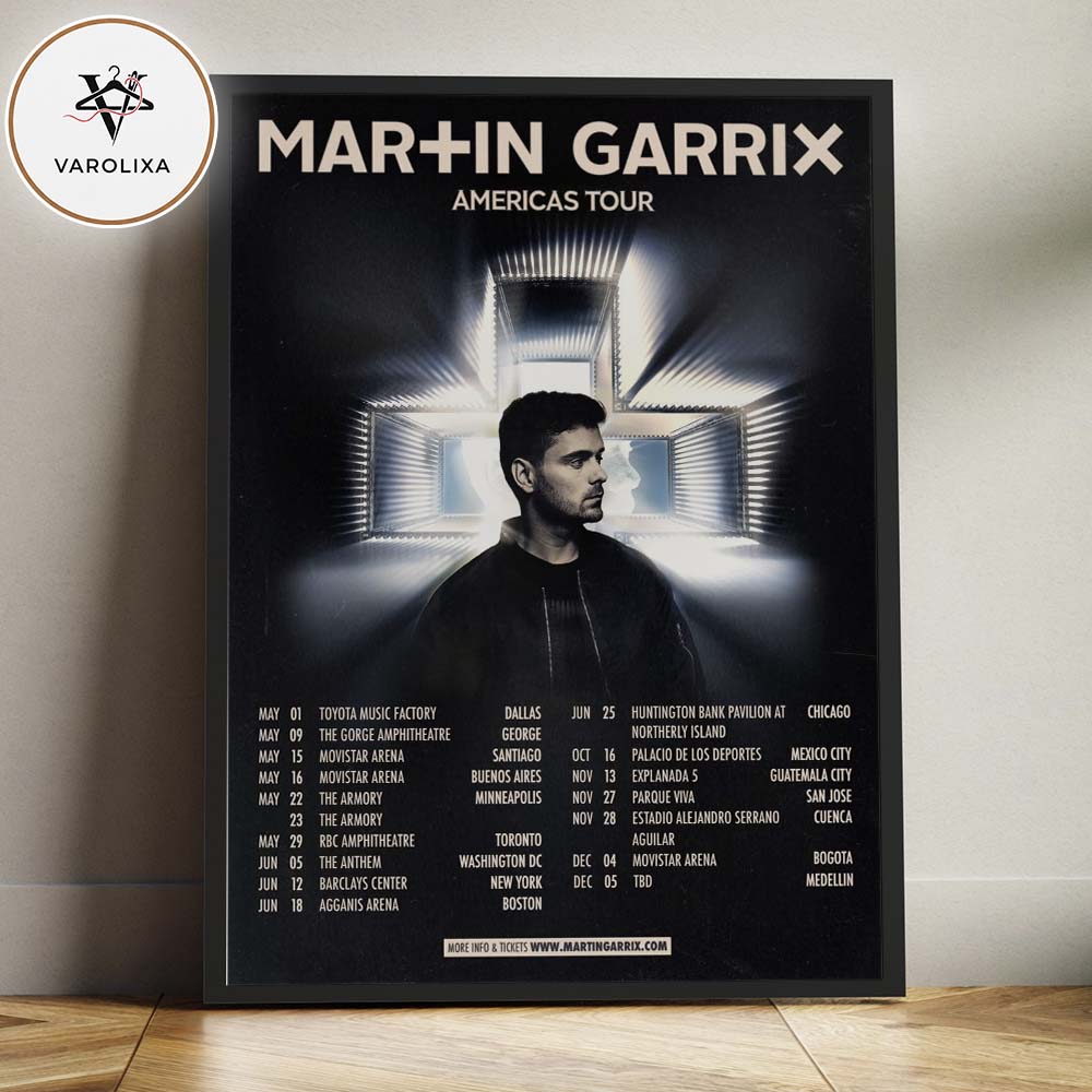 Martin Garrix Americas Tour 2025 Dates And Locations Poster At Multiple Cities Across North And South America Neon Stage Artwork Home Decor Poster Canvas