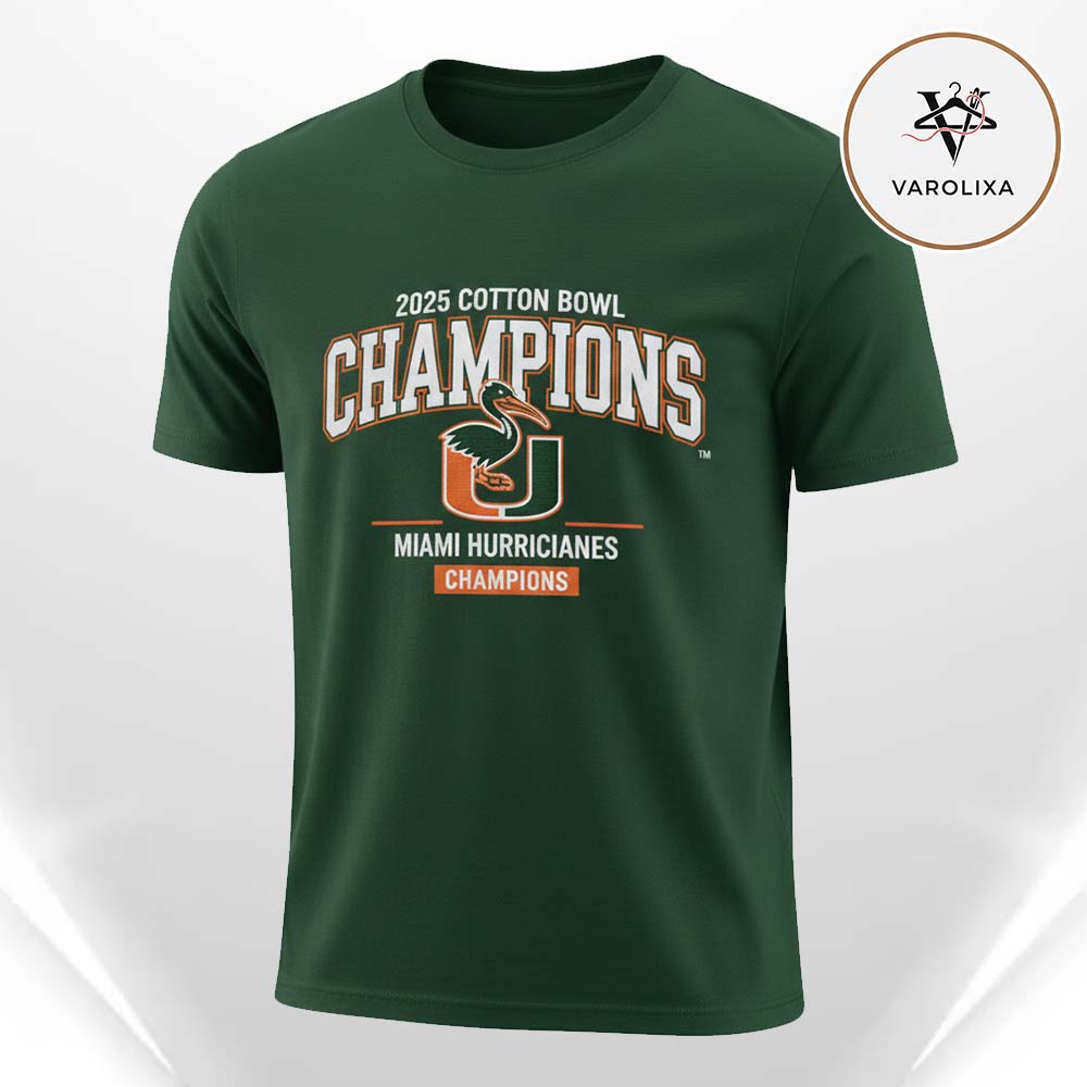 Miami Hurricanes 2025 NCAA Cotton Bowl Champiosn CFP NFL Season Unisex T-Shirt Miami Hurricanes 2025 NCAA Cotton Bowl Champiosn CFP NFL Season Unisex T-Shirt