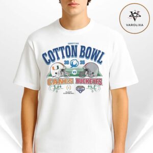 Miami Hurricanes Vs. Ohio State Buckeyes 2025 Goodyear Cotton Bowl 2-Team Matchup Unisex T-Shirt