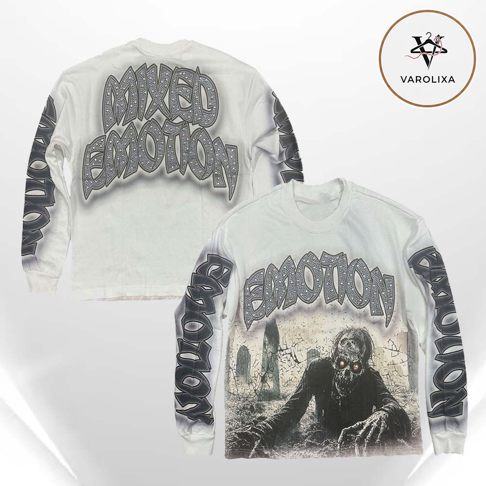 Mixed Emotions Resurrection White All Over Print Long Sleeve Tee Mixed Emotions Resurrection White All Over Print Long Sleeve Tee