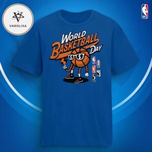 NBA World Basketball Day Cartoon Graphic T Shirt Official Basketball Fan Tee NBA Store Style 2025