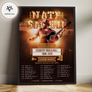 Nate Smith Long Live Country Rock And Roll Tour 2026 Vintage Country Music Home Decor Poster Canvas